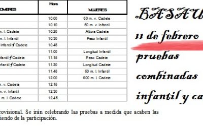 Jornada escolar 11 de febrero – PRUEBAS COMBINADAS – BASAURI 12 de febrero CROS ABADIÑO